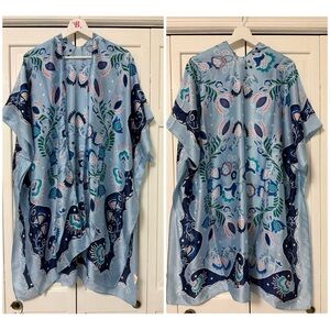 Pretty Persuasions Light Blue Floral Kimono One Size Flowy Fairy Boho Lagenlook